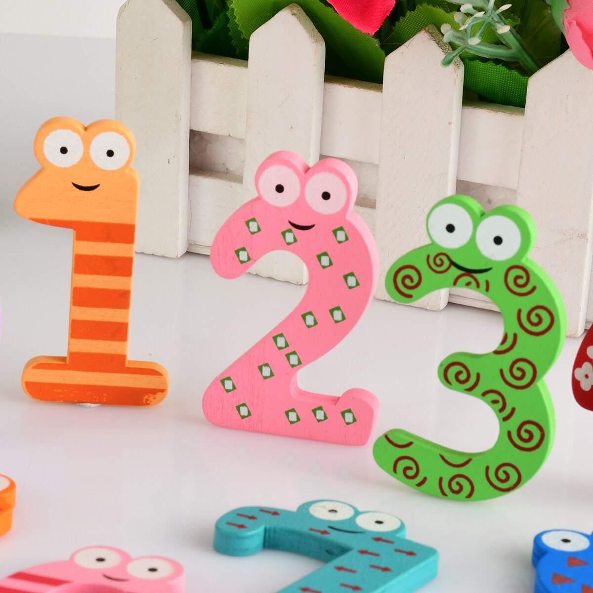 1Set Number 0-9 Cartoon Wooden Number Children's Early Education Supplies Fridge Magnet
