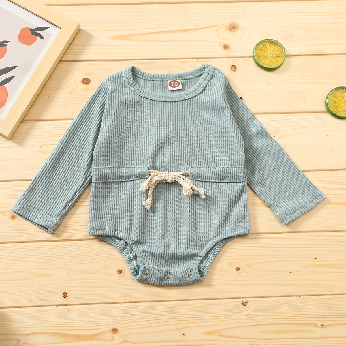 Peuter baby meisjes jongens geribbelde romper lange mouw effen casual elastische taille jumpsuit eendelig katoenen kleding