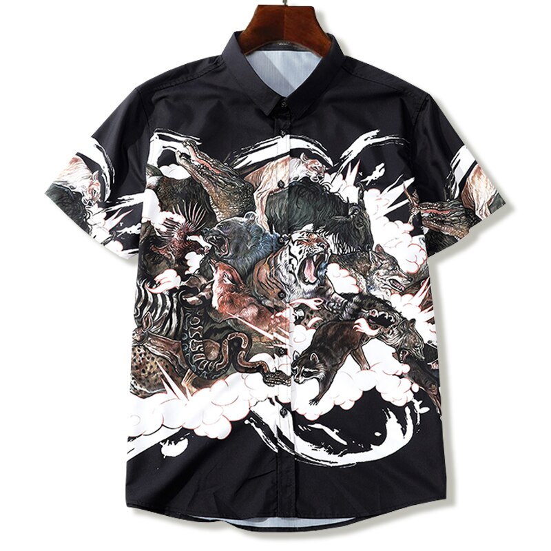 Katoenen herenoverhemd in grote maten, chinese stijl, dikke man, plus size heren casual overhemd met korte mouwen, 7xl 8xl 10xl 165cm