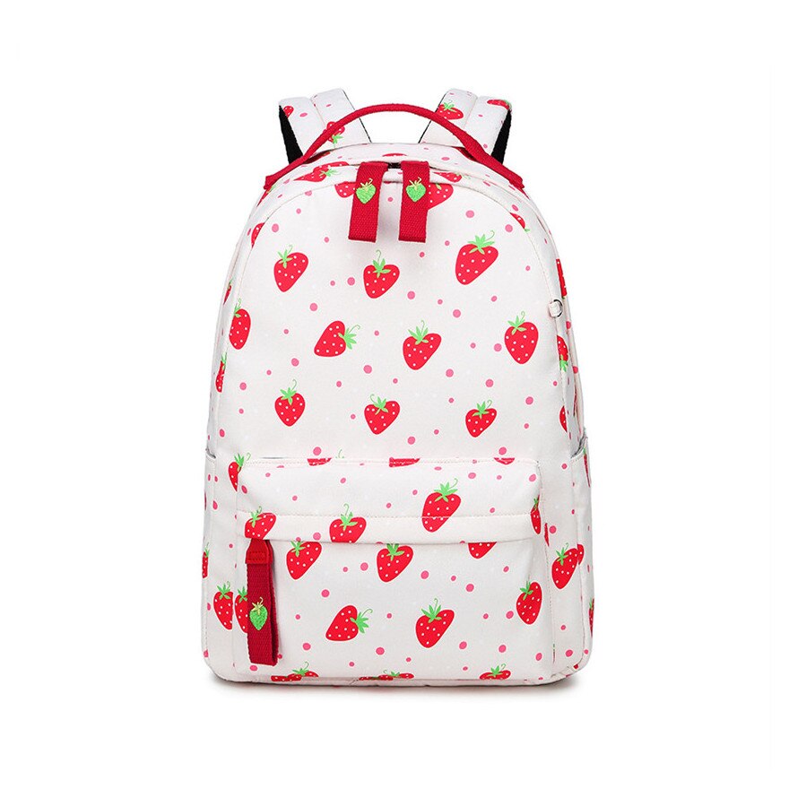 OKKID children school bags for girls cute strawberry pattern backpack for school student waterproof nylon backpack kids book bag: Strawberry