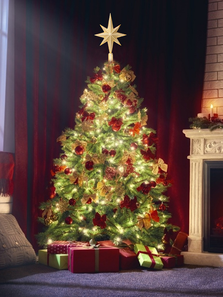 Christmas Tree Top Star Three-Dimensional Eight-Pointed Star Ornament Unique Glittering Suitable For Most Christmas Tree Styles