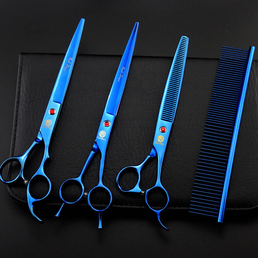 8 Inch Dog Hair Scissors Bent For Dogs Grooming Cat Japan 440C Dog Shears Hair Cutting Thinning Curved Scissor Set