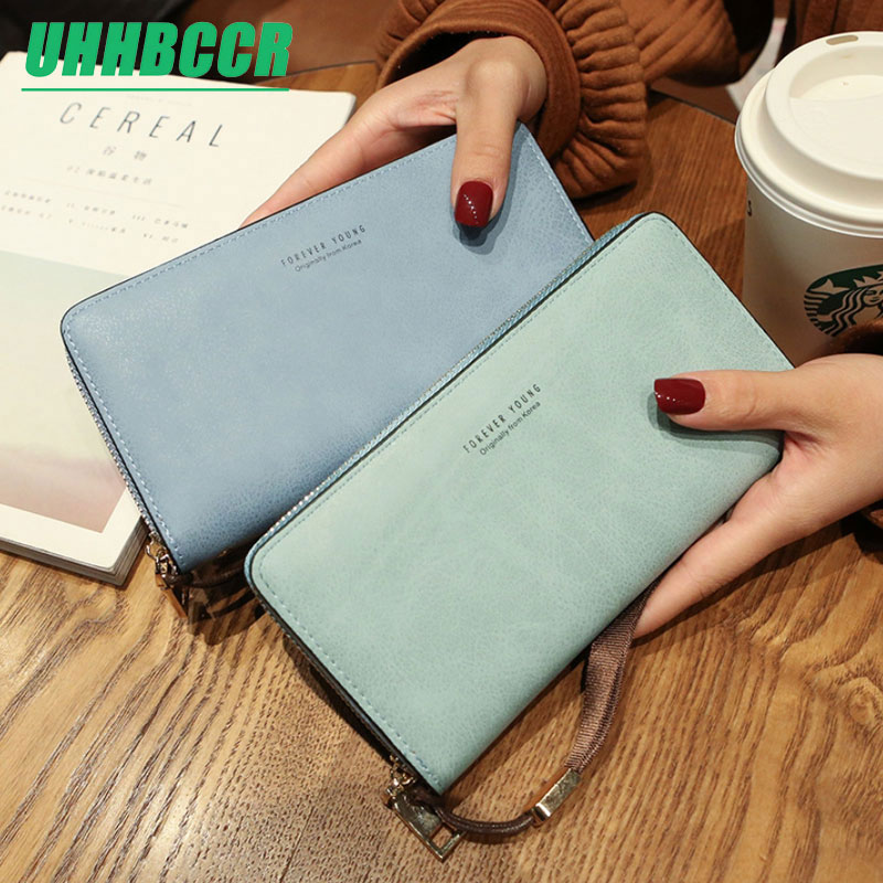 Kvindelig tegnebog pu læder lang pung sort/pink/blå/grøn/grå berømt mærke tegnebog kvinder kvindetaske
