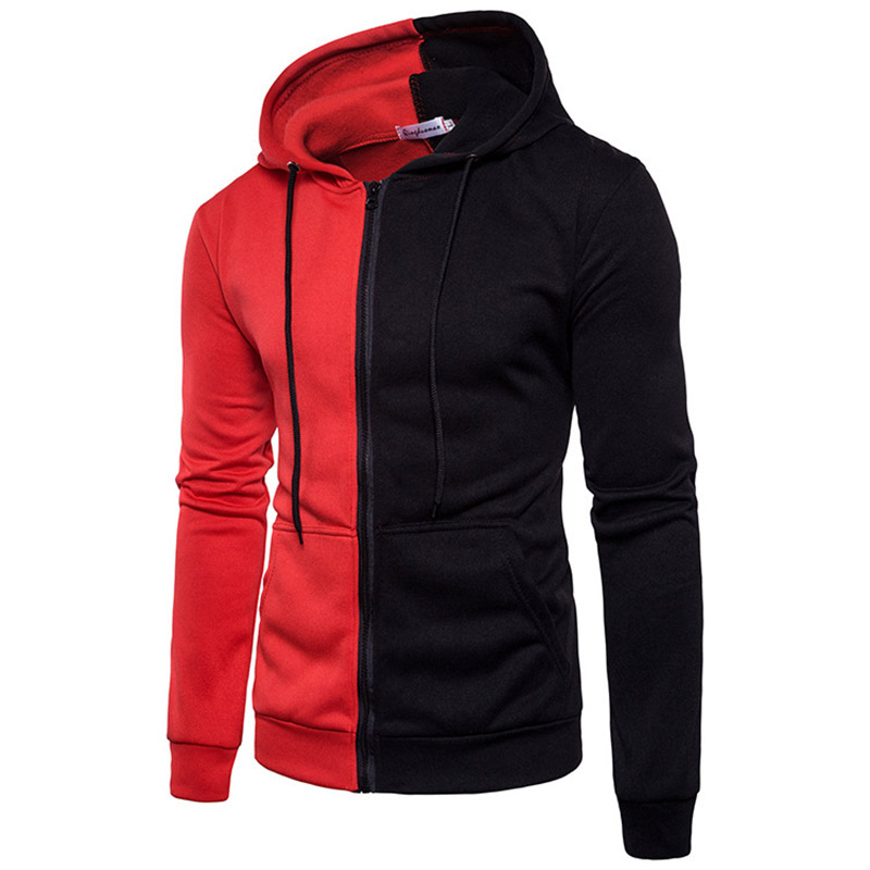 Sudadera con capucha deportiva para hombre, ropa deportiva de retales con cremallera, para entrenamiento, correr, gimnasio