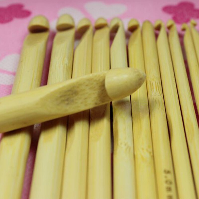 12 Stks/set Diy Ambachten Milieuvriendelijke Bamboe Naalden Een Set Van 12 Maten Smooth Weave Haaknaalden Trui Breien Tools