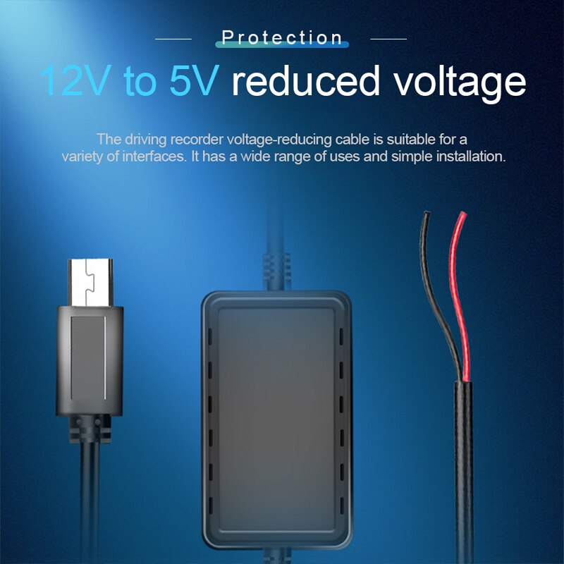 12V zu 5V Bindestrich Nocken Kabel Bock Linie 3,2 Meter Energie Kabel für 24H Parkplatz Monitor Mini-USB/Mikro-USB DVR Ladegerät Ladung Linie