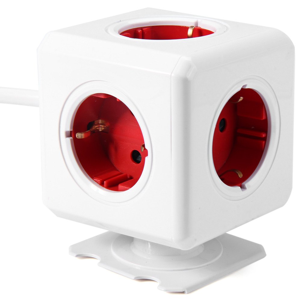 Utökat powercube-uttag eu de plug 5 uttag adapter med 1.5m / 3m kablar förlängningsadapter flerväxlat uttag
