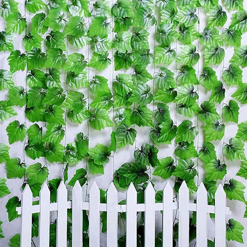 Enredadera colgante Artificial de , hojas de plantas, plástico Natural, decoración de boda, pared de jardín, 12 Uds., 2M
