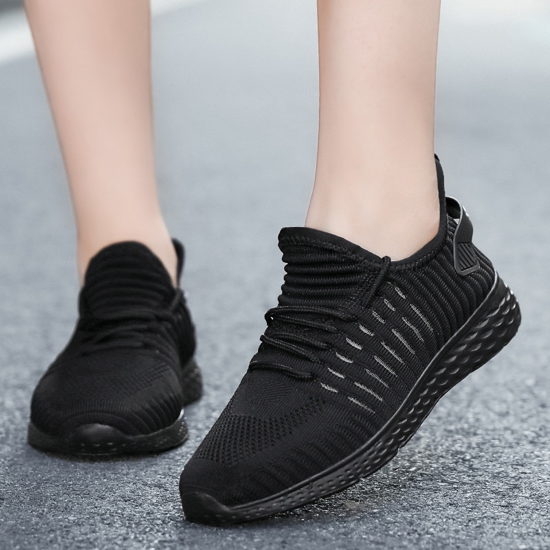 PINSEN Sneakers Shoes For Women Flats Breathable Mesh Casual Shoes Woman Lace-up Comfortable Trainers Ladies Shoes
