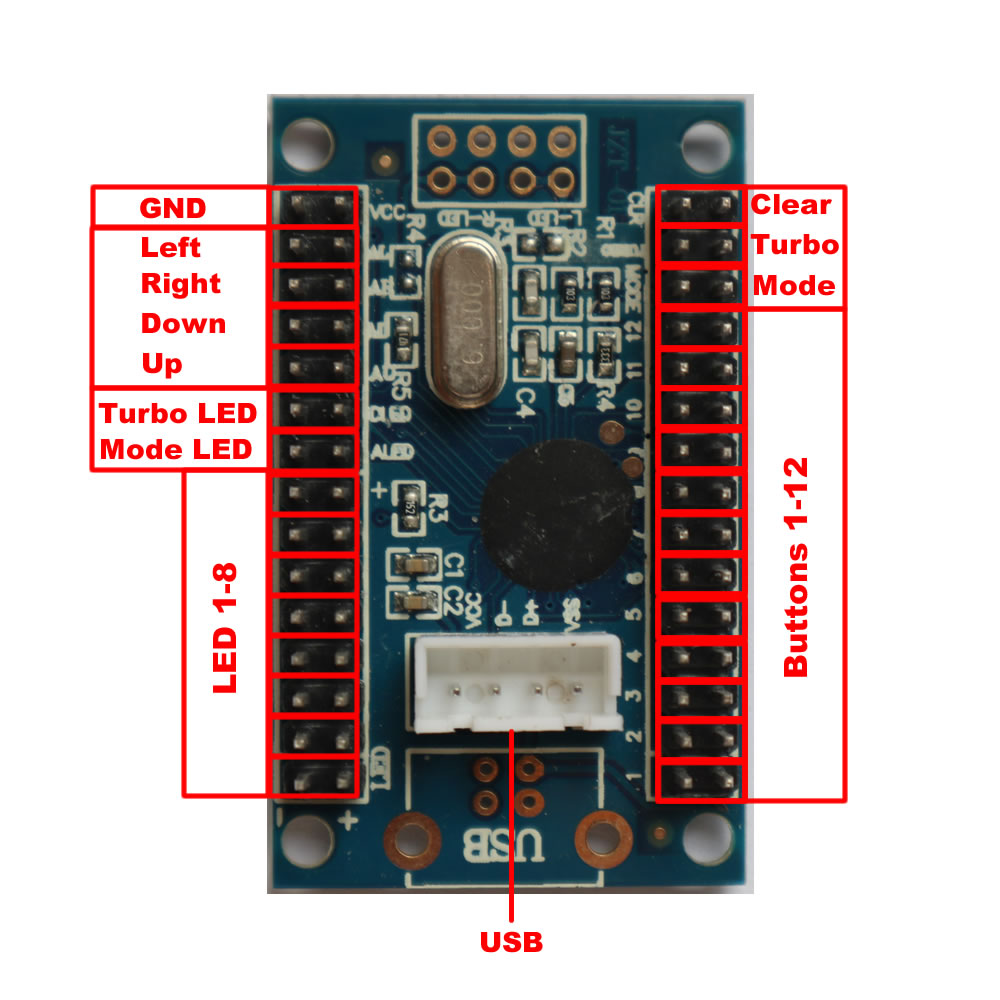 Encodeur d'usb de retard zéro de 5Pin de RAC-C300 pour des câbles de carte de bouton de Joystick d'arcade de PC