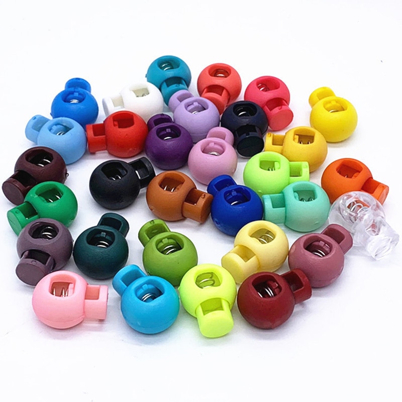 Cierre de cable de resorte de bola redonda de plástico, Clip de tope de cordón ajustable de Color sólido para ropa deportiva, accesorios de ropa DIY, 10 piezas
