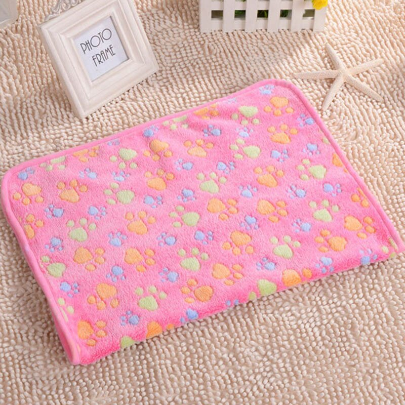 Weiche Pfote drucken Haustier Hund Katze Decke matt warm Welpe Bett Für Kleine Große Hunde Coussin Gießen Chien kedi Matten katzen Produkte Für Haustiere: Rosa / M-76x52cm