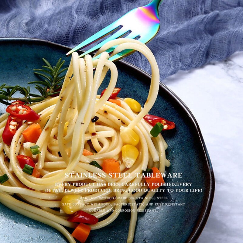 1PC Dessert Spoon Stainless Steel Vacuum Plating Coffee Dessert Stirring Spoon Shovel Long Handle Fruit Salad Forks