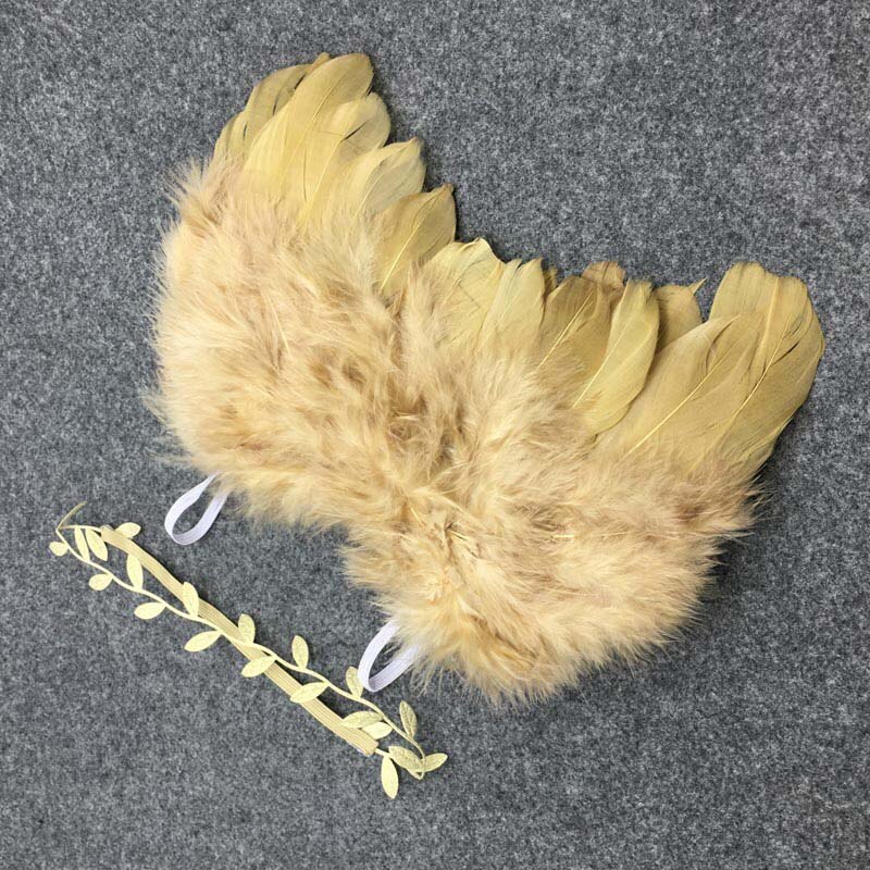 Pasgeboren Fotografie Props Infant Baby Meisjes Jongen Angel Feather Wings Feather Photo Prop Vleugels Hoofdband Kleding Haarband: Gold Wing