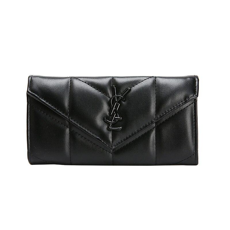 Lange portemonnee, grote capaciteit, multifunctionele vierkante koreaanse clutch, borduurgaren, drievoudige opvouwbare portemonnee: 02