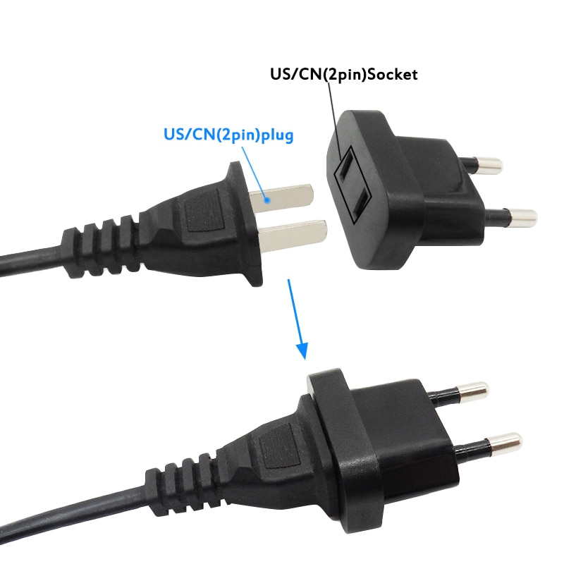 10PCS CN UNS Zu Eu-stecker Reise Adapter Power Stecker 2 Pin USA Buchse ZU 2Pin EU 4,8mm stecker Konverter Elektrische Stecker Weiß Schwarz