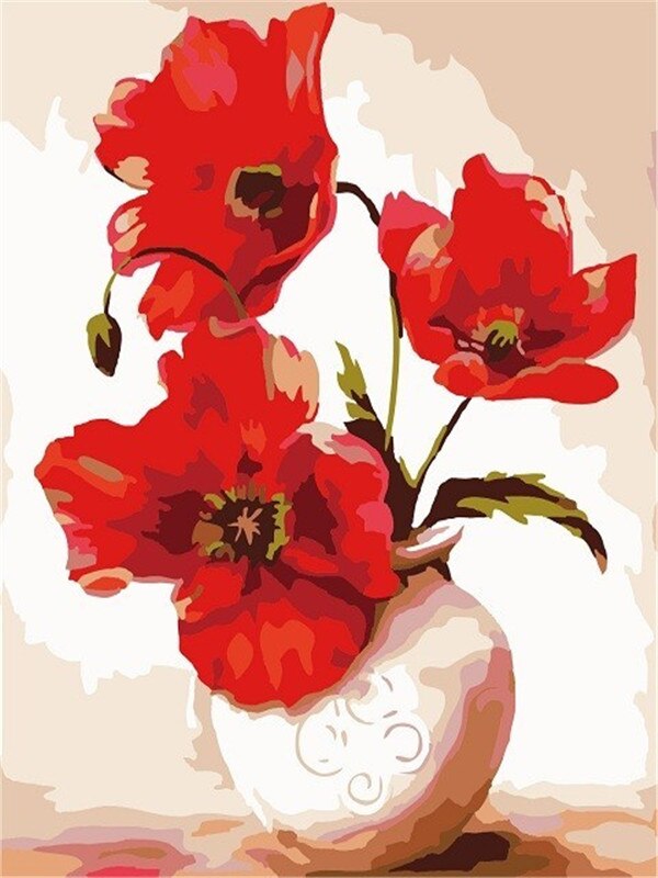 AZQSD 40x50cm Oil Painting By Numbers Flowers Pictures Paint By Number Canvas Vase Kits Painting For Living Room Home Decor