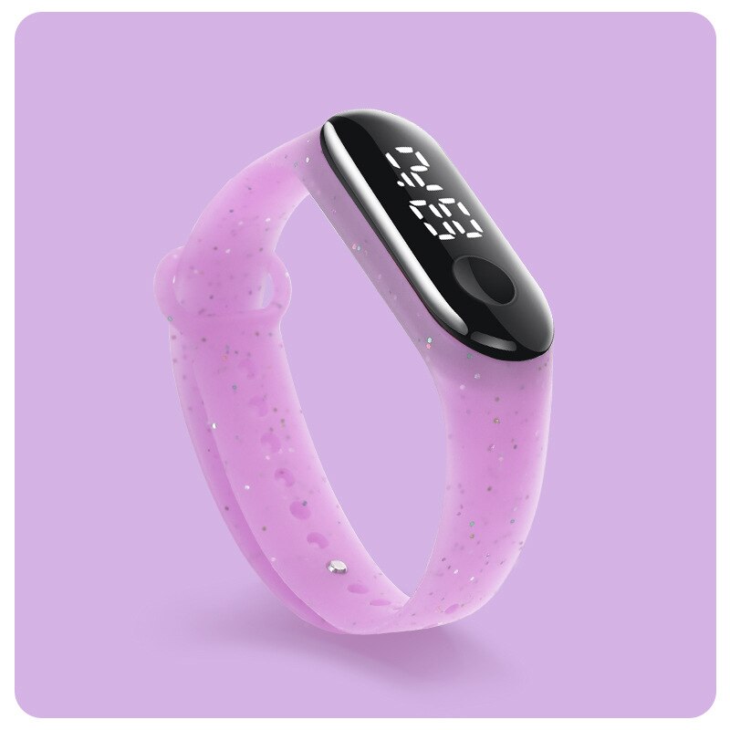Reloj deportivo para niños y adolescentes, pulsera Digital Led ultraligera con correa de silicona, resistente al agua, Unisex: Purple