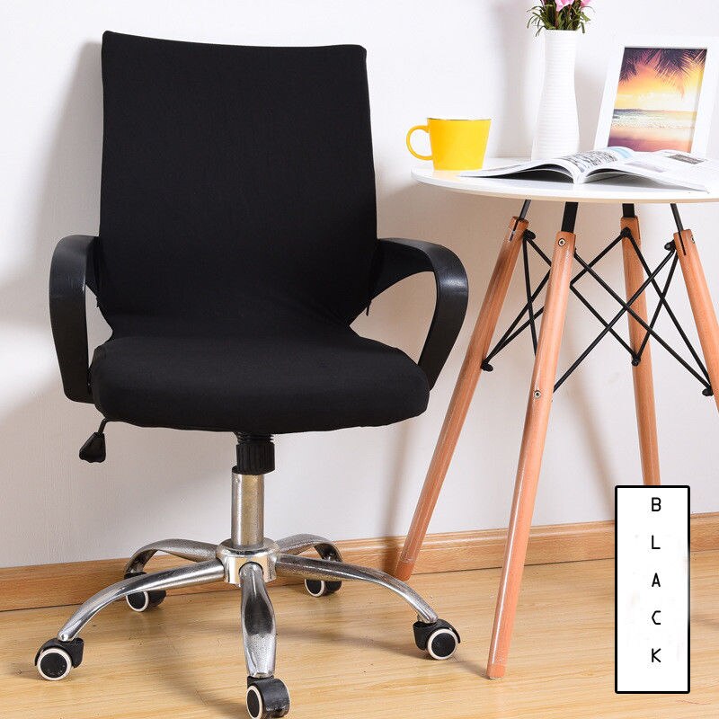 Nyttigt print køkken hjem arbejde kontor computer beskytter stol betræk dekoration sort leopard: Sort / L