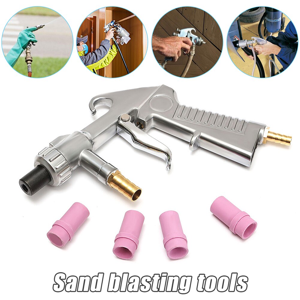 Sandblaster Air Siphon Feed Blast Nozzle Ceramic Tips Abrasive Sand Blasting with 4pcs Ceramic Nozzles Abrasive Blasting Tool