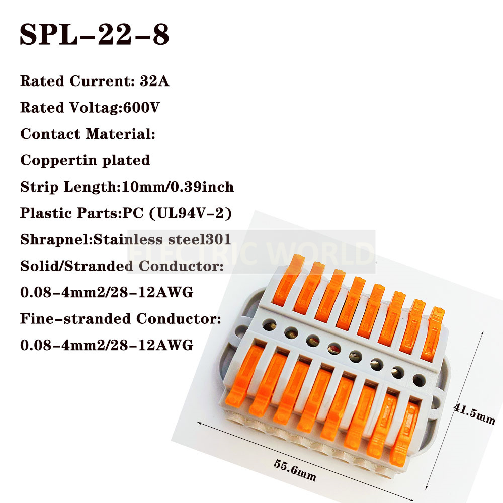 Wire Connectors 2-12 pin screw fixing push-in Quick Docking Cable Universal compact Electrical Wiring Terminal Block Connector: Brown