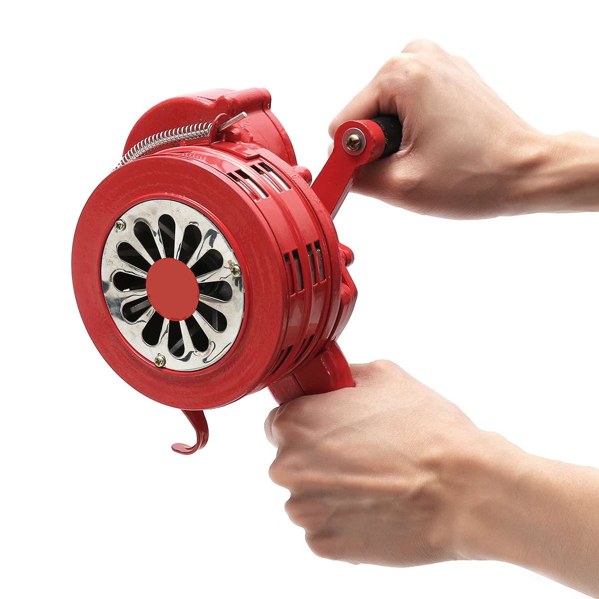 4.5 Inch Portable Hand Crank Siren Red Aluminium Alloy Manual Operated Security Alarm Air Raid Emergency Safety