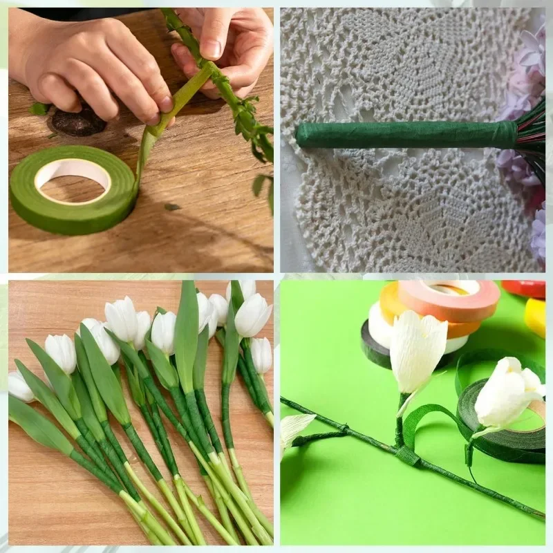 Bouquet Floral Stem Tape DIY Artificial Flowers Bouquets Tape Self-adhesive Wrapping Green Tape for Wedding Party Decor Supplies