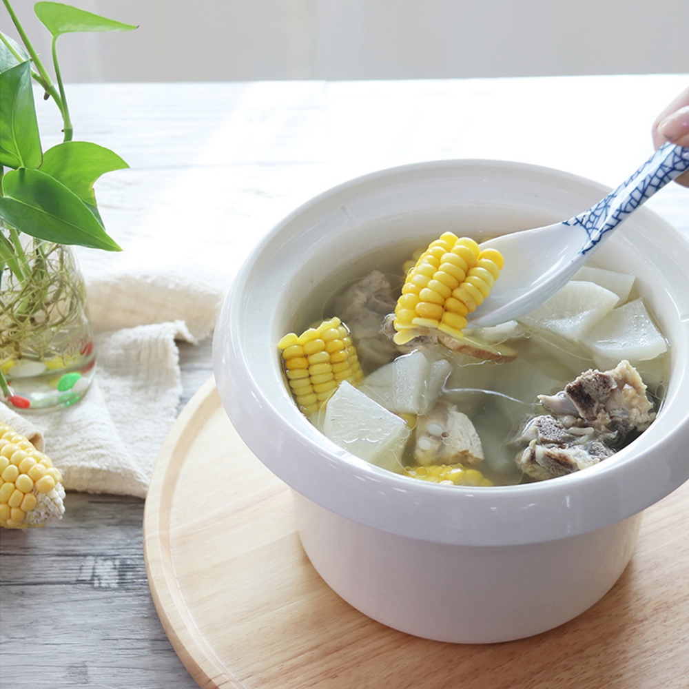 DMWD 220V 3L Electric Slow Cooker Ceramics Health Porridge Soup Pot Food Stewing Machine Kitchen Appliances For 3-4 People