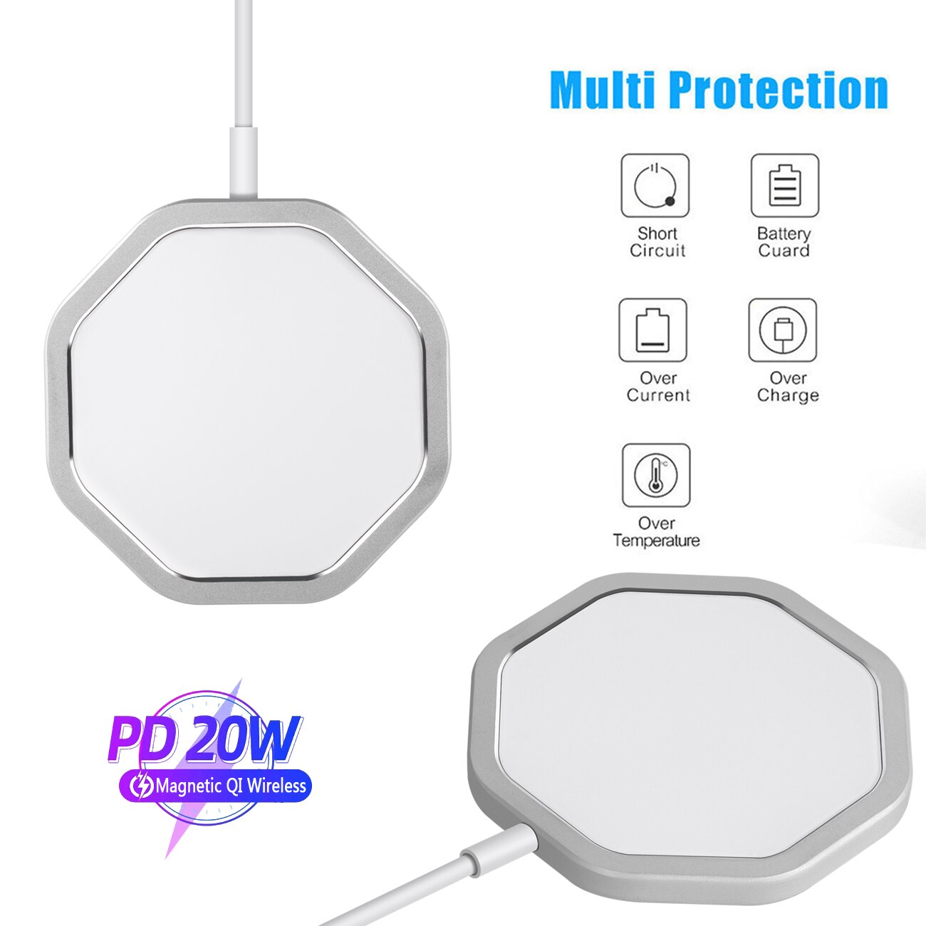 Qi 20W Snelle Lading Magnetische Draadloze Oplader Pad Voor Iphone 12/12 Pro/13/13 Pro Magneet Adsorpation Inductie Oplader base
