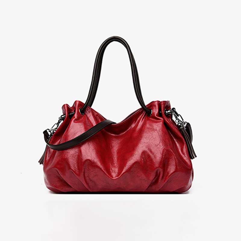 AMELIE GALANTI bolsas grandes europeas y americanas bolso de borla retro bolso de mujer de Ambiente de bolso de mano bolsas para mujeres: Rojo