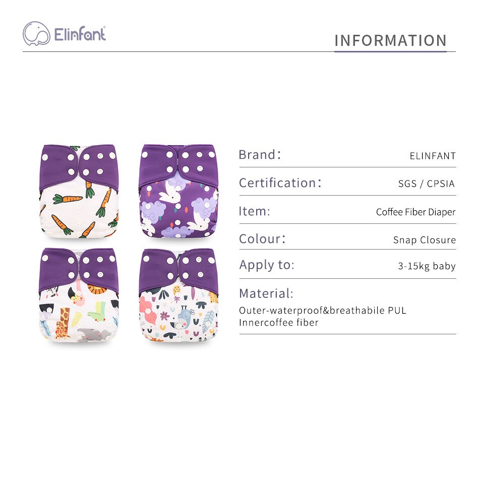 Culotte en tissu réutilisable 4 pièces, couche en tissu lavable pour l'entraînement des bébés, couches imperméables pour garçons et filles