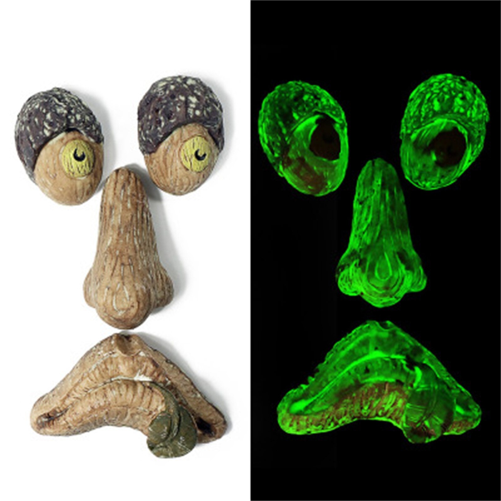 Luminous Tree Bark Face Tree Monster Facial Features Ornaments Easter Props Decorative Stakes Outdoor Decor
