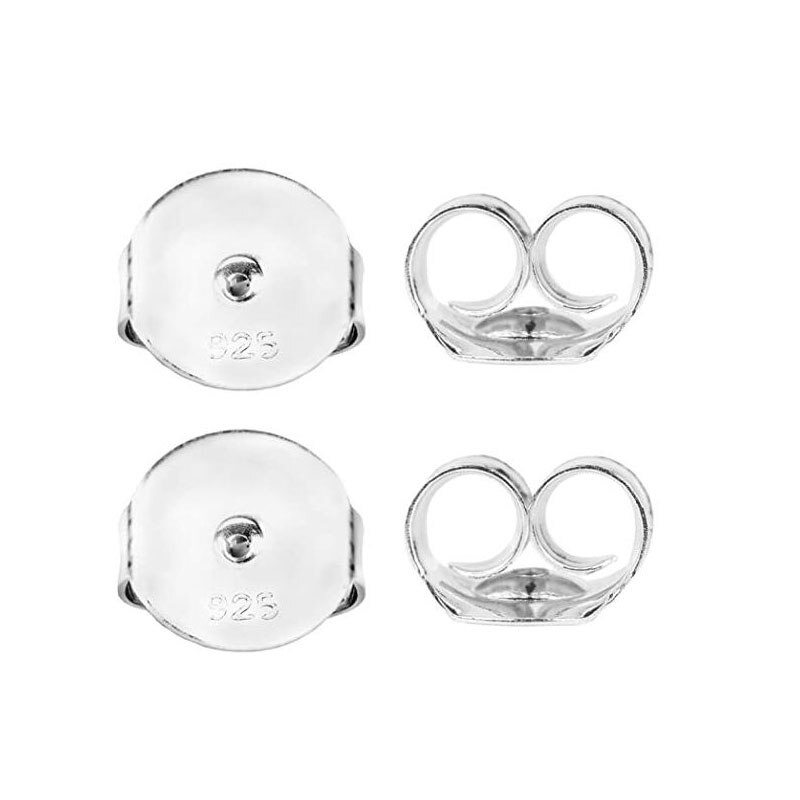 50 Uds. Postes de pendientes hipoalergénicos pendientes de latón chapados en plata 925 4 5 6mm almohadilla plana hallazgos en blanco pendiente de mariposa trasero