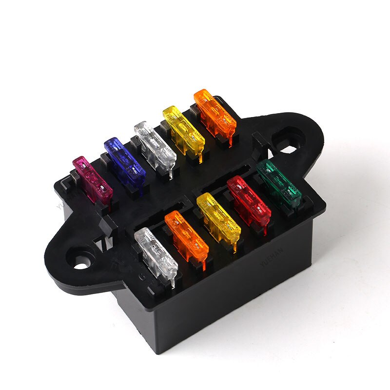 10 Way Blade Fuse Box Holder Fuse Blocks with Fuses Terminals for Car Boat Marine Caravan Truck