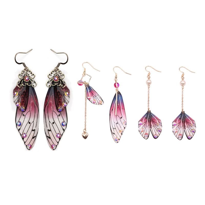 8 pièces libellule cigale papillon ailes bricolage boucles d'oreilles ailes simulées breloque bricolage pendentif boucles d'oreilles fabrication de bijoux
