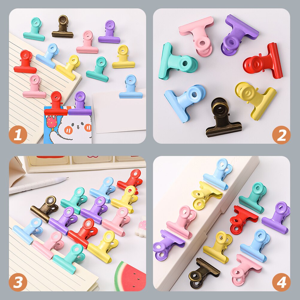 16Pcs Metal File Clips Document Sorting Clips Food Bag Fresh-keeping Clips Bill Clips
