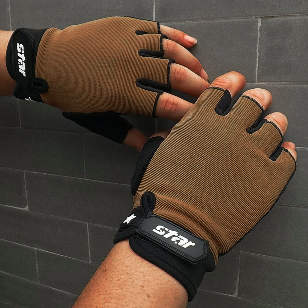 Gym Handschoenen Fitness Gewichtheffen Handschoenen Body Building Training Sport Oefening Sport Workout Handschoen Voor Mannen Vrouwen S/M/L/Xl/2XL: Khaki  / S