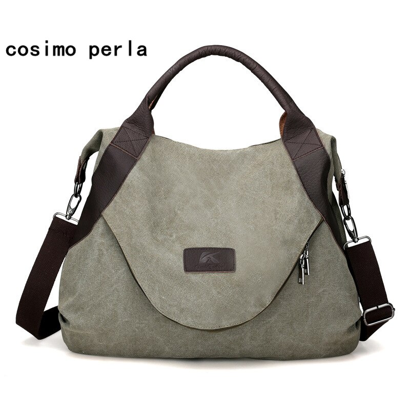 Cosimo Perla Canvas Tote Bag - Large Hobo Shoulder Bag for Women - Casual Everyday Shopping Purse