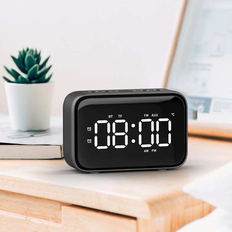 Digital Alarm Clock Radio with FM Radio Bluetooth Speakers with Headphone Jack Dual Alarms 5 Level Brightness Dimmer, Adjust