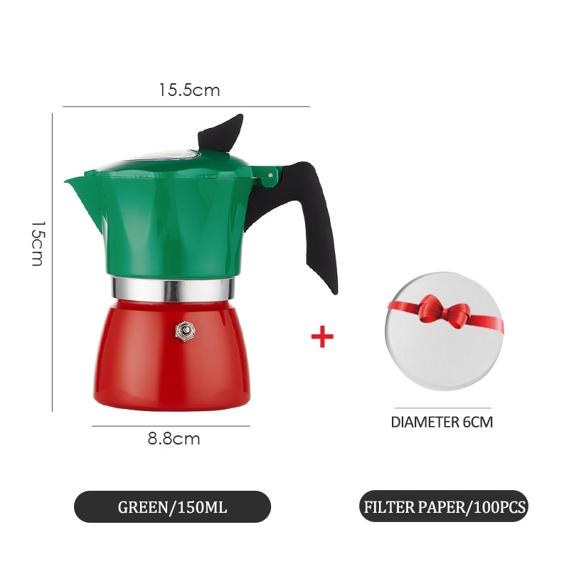 150/300ml Moka Coffee Pot Coffee Maker Aluminum MochaEspresso Pot Italian Coffee Machine Rapid Stovetop Coffee Brewer Cafe Tool: green 150ml