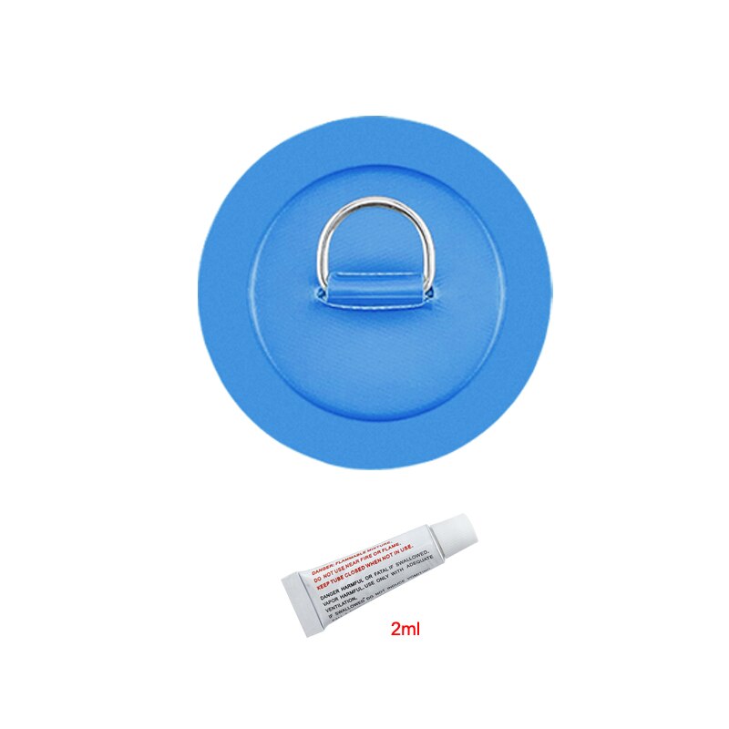 Almohadilla de anillo en D de acero inoxidable de 11cm y 4,3 pulgadas, parche con pegamento para bote inflable de PVC, balsa, bote, canoa, Kayak, tabla de surf, SUP Tie Down: Sky Blue with Glue