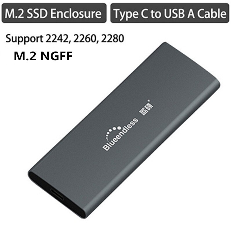 M.2 SATA NGFF m.2 ssd caso portatile SSD Hard Disk Enclosure Tipo c USB 3.0 2242/2260/2280 SSD Enclosure alluminio SSD Caddy