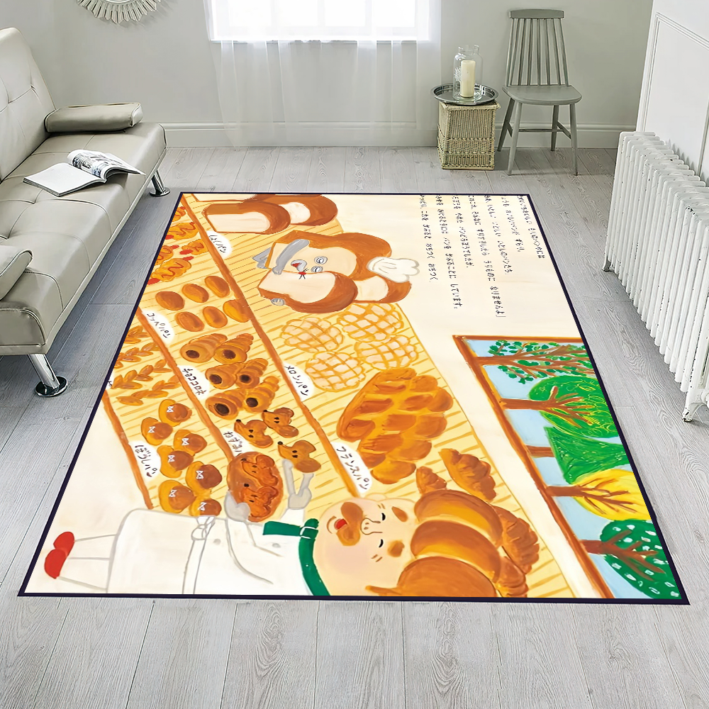 Alfombra de puerta antideslizante de dibujos animados, alfombra de cocina lavable, pan, lindo ladrón, sala de estar, pasillo, decoración de baño