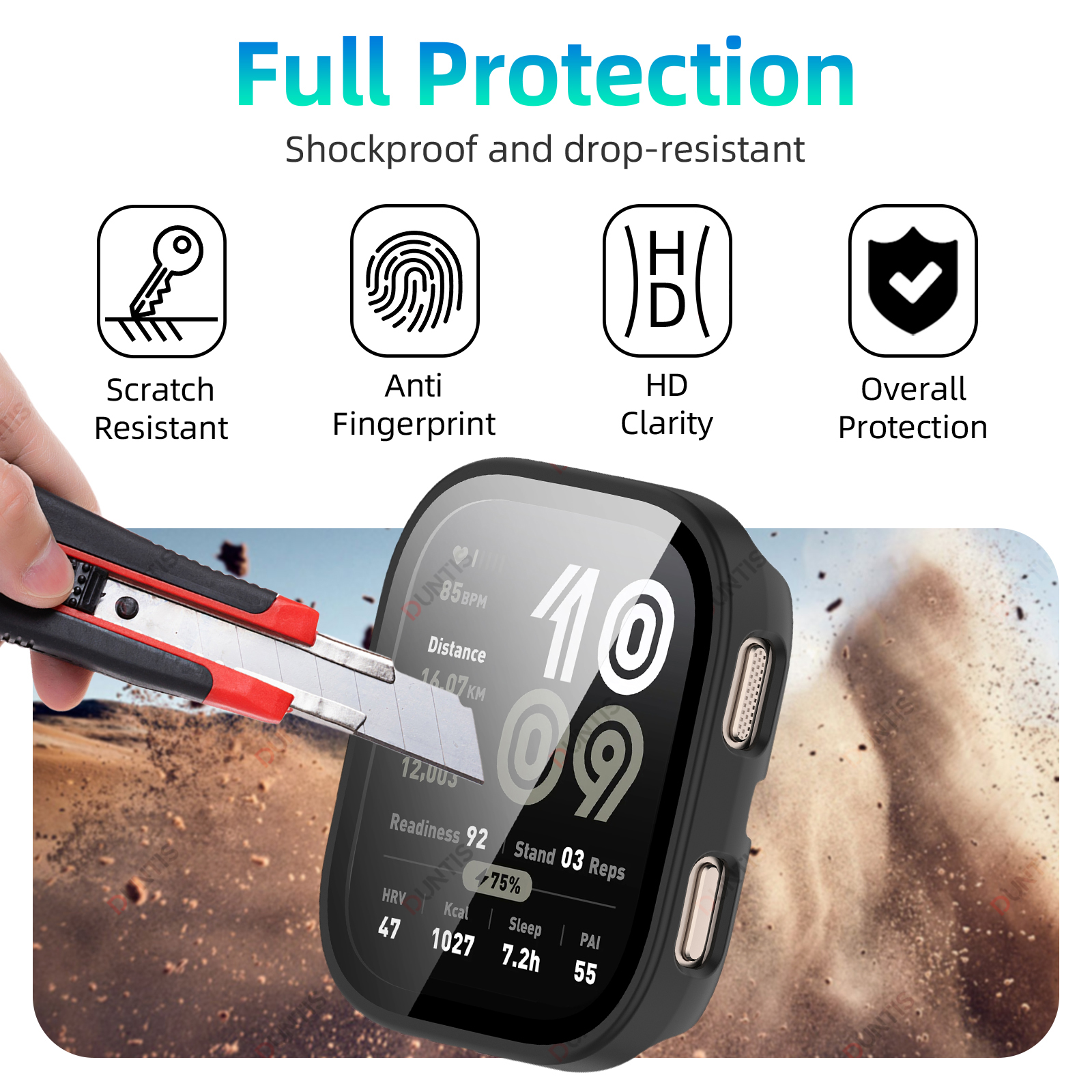 Glass+PC Case for Amazfit Bip 6 Hard Bumper Built-in Ultra-HD Tempered Glass Protector for Amazfit Bip 6 Cover Accessories