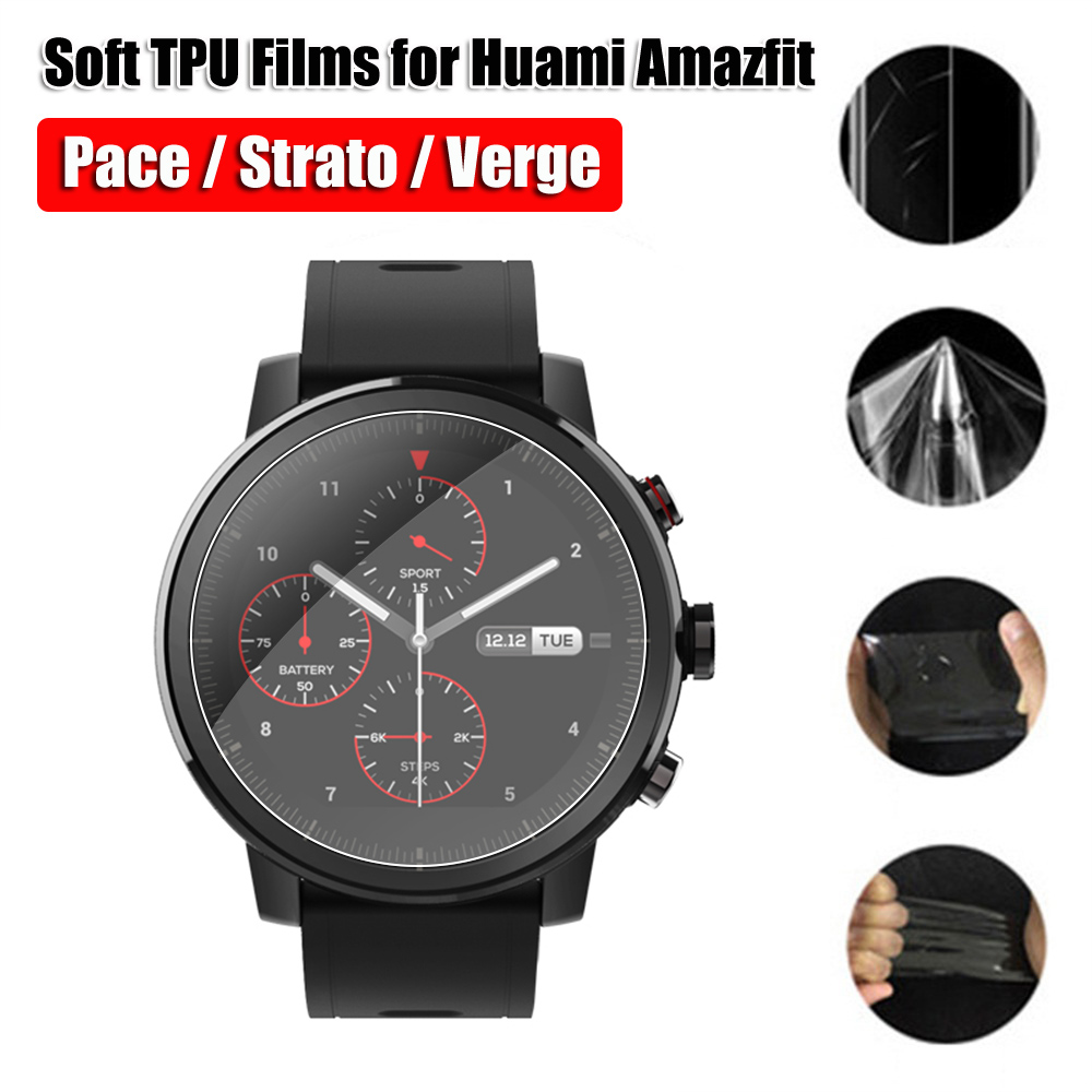 Protector de pantalla de cubierta completa de película de TPU suave para Huami Amazfit Pace Stratos Verge Lite accesorios de reloj inteligente