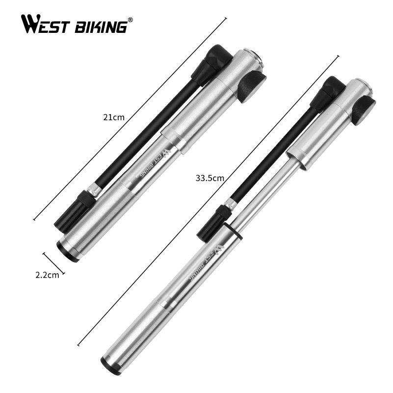 WEST BIKING 160 PSI Portable Mini Bicycle Pump MTB Mountain Bike Pump High Pressure Cycling Hand Air Pump Ball Tire Inflator