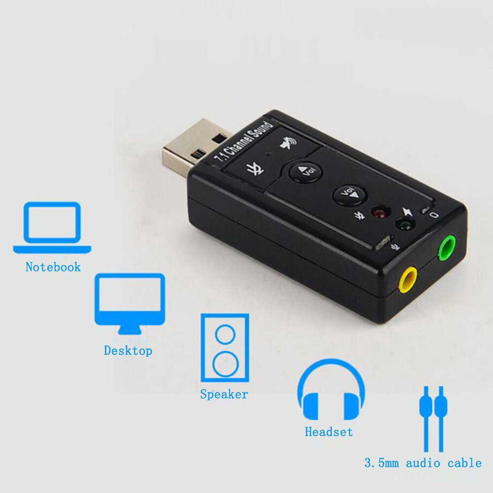 USB 2.0 3D Virtual Audio Usb 7.1 External USB Sound Card USB to Jack 3.5mm Headphone Audio Adapter For Desktop Notebook Systems