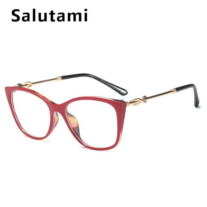 Monture de lunettes Double couleur bleue pour femmes, de luxe en alliage, pour ordinateur, transparentes, teintes, pour hommes,: red clear