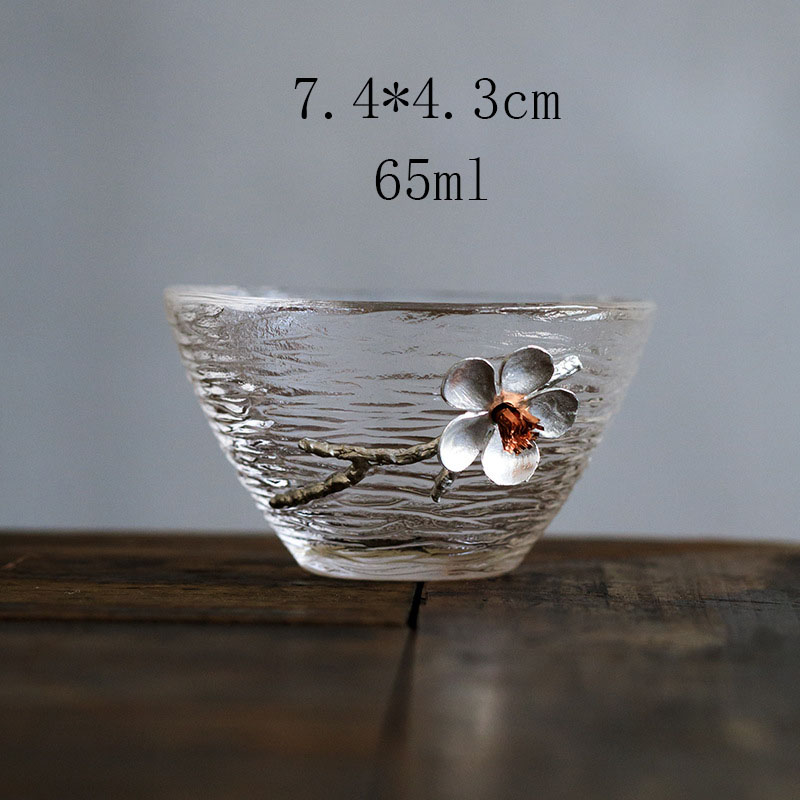 Japanse glazen theekopjes, proefkopjes met kersenbloesem, hoge temperatuur kungfu-theeservies, glaswerk voor thuis, wijnglas, drinkgerei: 4
