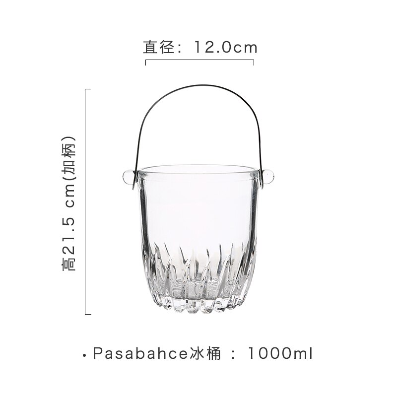 Glass ice bucket home restaurant small European cold drink wine champagne ice bucket with a ice clip as